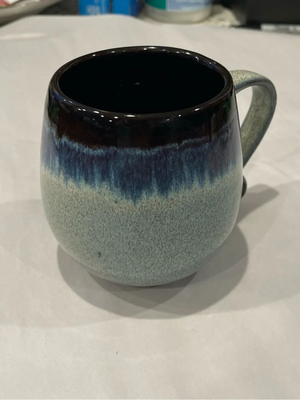 Meritage Large Coffee Mug Mt Lexington Brown Tan Blue Abstract Design 20 oz